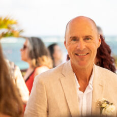 The groom during the wedding reception at La Sirena Puerto Morelos.